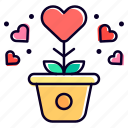plant, growth, heart, pot, love