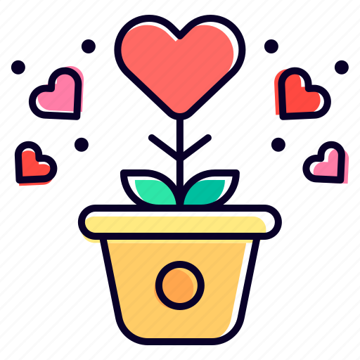 Plant, growth, heart, pot, love icon - Download on Iconfinder