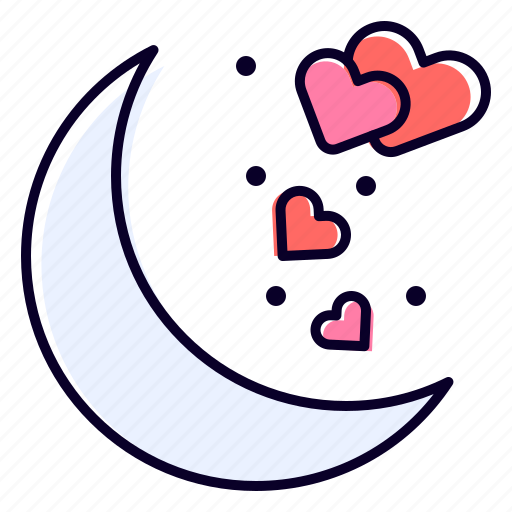 Honeymoon, night, half, moon, couple, love icon - Download on Iconfinder