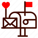 letter, box, mail, heart, romance, valentines, day