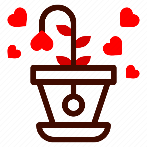 Flower, pot, grow, heart, valentines, day, valentine icon - Download on Iconfinder