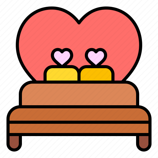Bed, wedding, heart, romance, valentines, day icon - Download on Iconfinder