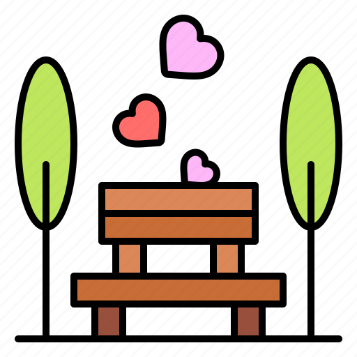 Becnh, park, heart, romance, valentines, day, valentine icon - Download on Iconfinder