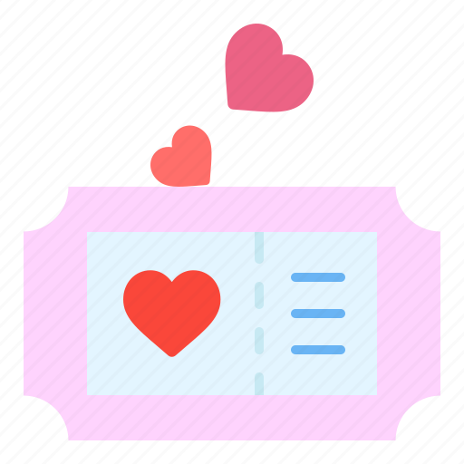 Ticket, pass, heart, romance, valentines, day icon - Download on Iconfinder