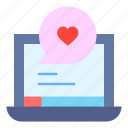 laptop, love, chat, heart, romance, valentines, day