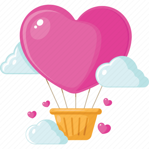 Valentine, sticker, hot air balloon, sky, love, heart shape, romantic icon - Download on Iconfinder