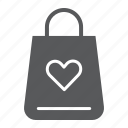bag, gift, heart, love, package, paper, shopping
