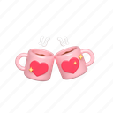 valentine, heart, glass, coffee, hot, drink, cup, romantic