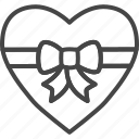 bow, heart, holidays, line, outline, ribbon