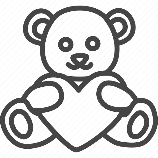 Bear, heart, holidays, line, outline, teddy icon - Download on Iconfinder