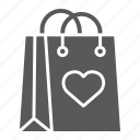 bag, gift, heart, love, package, paper, shopping