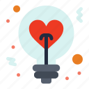 bulb, heart, idea, light, love