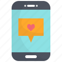 chat, communication, heart, message, mobile, smartphone, valentine