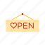 open, shop, sign 