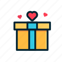 box, gift, heart, love, share, valentine