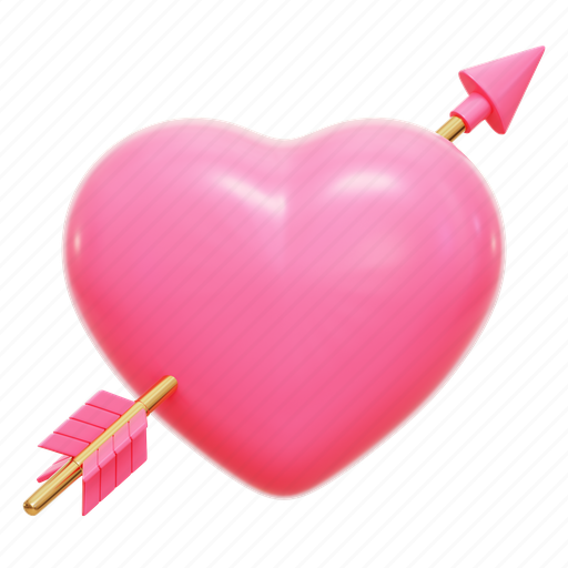 Heart, arrow, romance, valentine 3D illustration - Download on Iconfinder