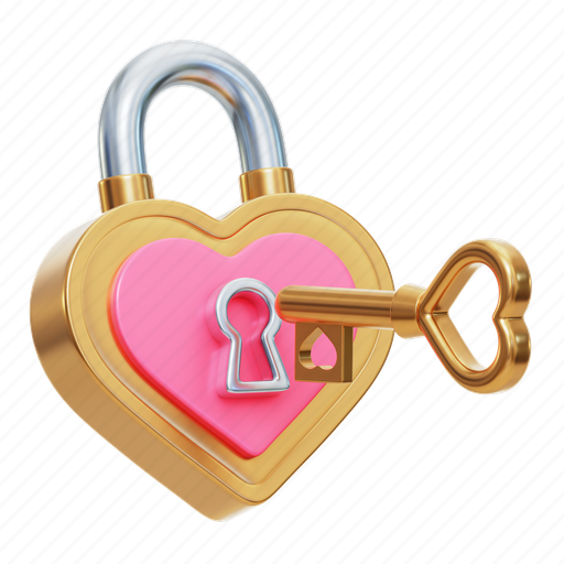 Padlock, love, valentine, romance 3D illustration - Download on Iconfinder