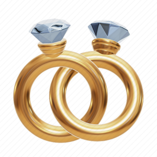 Rings, wedding, romance 3D illustration - Download on Iconfinder