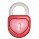 heart, lock, protection, privacy, secret, valentine, 3d 