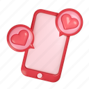 hearts, application, dating app, love, valentine, 3d, phone 