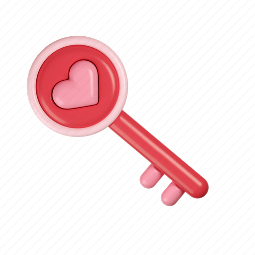 Key, heart, house key, access, house, valentine, 3d 3D illustration - Download on Iconfinder