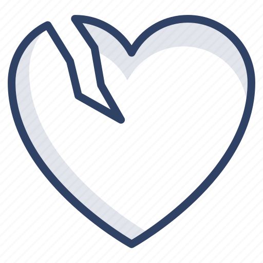 Broken heart, cracked heart, divorce, heartbreak, shattered heart icon - Download on Iconfinder
