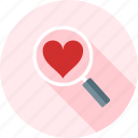 heart, love, search, glass, valentine, zoom, magnifier