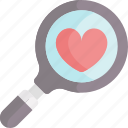 valentines day, valentines, love, heart, magnifying glass, loupe, search