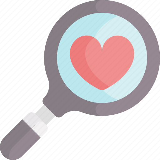 Valentines day, valentines, love, heart, magnifying glass, loupe, search icon - Download on Iconfinder