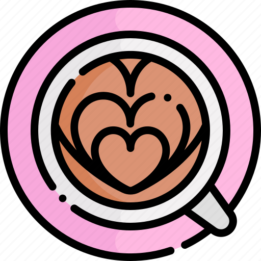 Coffee, valentines day, valentines, heart, love, latte art, cup icon - Download on Iconfinder