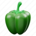 green, paprika, 3d, icon, vegetable, healthy, food, cooking 