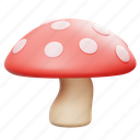 mushroom, 3d, icon, vegetable, healthy, food, cooking, fungu 