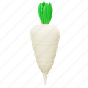 radish, 3d, icon, vegetable, healthy, food, cooking 