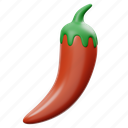 red, chili, 3d, icon, vegetable, healthy, food 