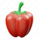 red, paprika, 3d, icon, food, vegetable, healthy 