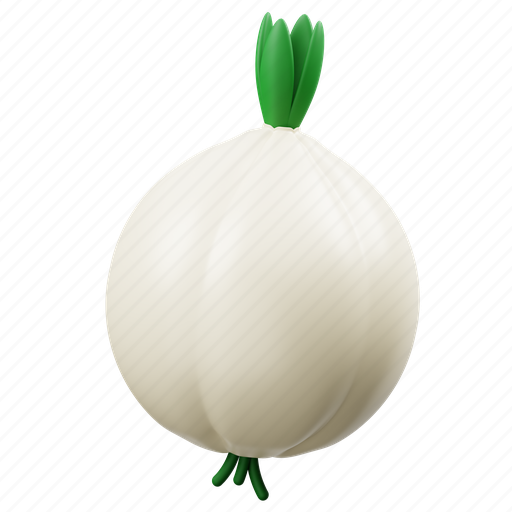 White, onion, 3d, icon, vegetable, healthy, food 3D illustration - Download on Iconfinder