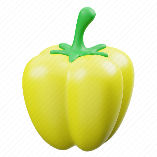 Yellow, paprika, 3d, icon, vegetable, healthy, food 3D illustration - Download on Iconfinder