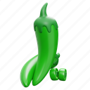 green, chili, 3d, icon, vegetable, healthy, food 