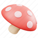 mushroom, 3d, icon, vegetable, healthy, food, fungu 