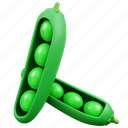 peas, 3d, icon, vegetable, healthy, food 