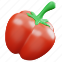 red, paprika, 3d, icon, vegetable, healthy, food 