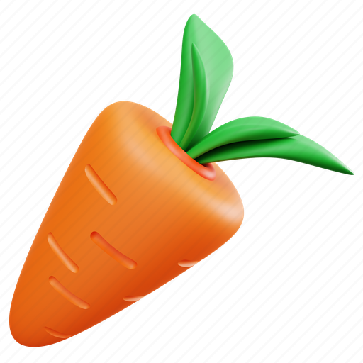 Carrot, 3d, icon, vegetable, healthy, food 3D illustration - Download on Iconfinder
