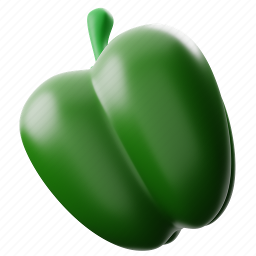 Green, paprika, 3d, icon, vegetable, healthy, food 3D illustration - Download on Iconfinder