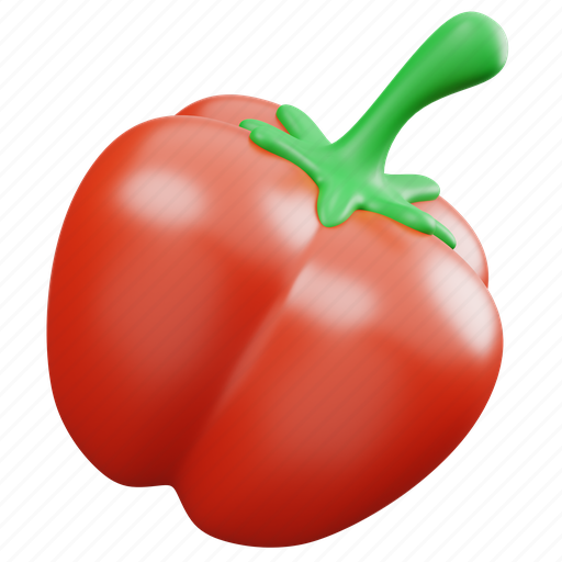 Red, paprika, 3d, icon, vegetable, healthy, food 3D illustration - Download on Iconfinder