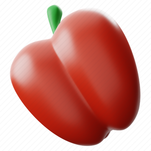 Red, paprika, 3d, icon, vegetable, healthy, food 3D illustration - Download on Iconfinder
