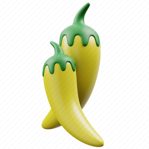 Yellow, chili, 3d, icon, vegetable, healthy, food 3D illustration - Download on Iconfinder