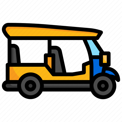 Tuk, tourism, rickshaw, three, wheeler, transportation icon - Download on Iconfinder