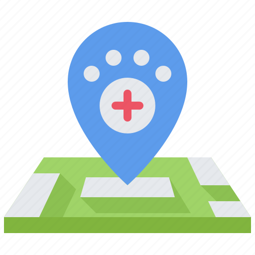 Paw, pin, location, map, medical, veterinarian, veterinary icon - Download on Iconfinder