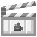 clapperboard, cinema, movie, play, button, video, player