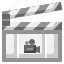 clapperboard, cinema, movie, play, button, video, player 